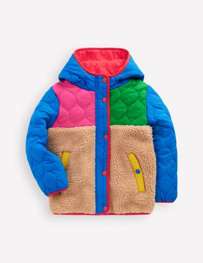 Boden Kids' Janie Borg Mix Jacket-multi Colourblock Female