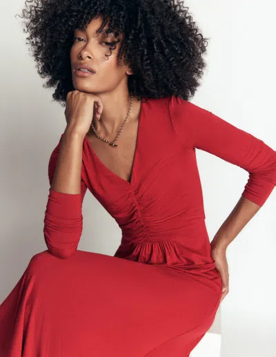 Boden Jasmin Gerafftes Jerseykleid In Rot | Grösse 30 In Red