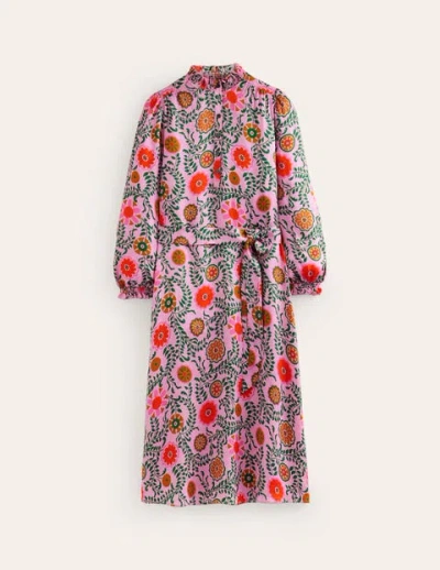 Boden Jasmine Satin Midi Dressmoonlite Mauve, Meadow Vine Women  In Mauve Meadow Vine