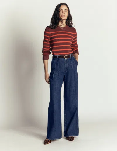 Boden Jeans Mit Hohem Bund, Weitem Bein Und Bundfalte | Grösse 34 In Blue