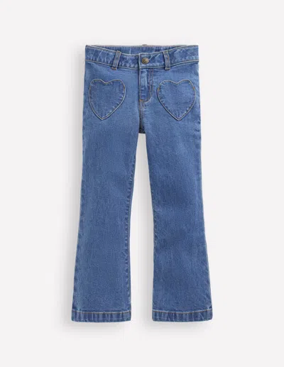 Boden Kids' Denim Kick Flare Jean-denim Hearts Female  In Blue