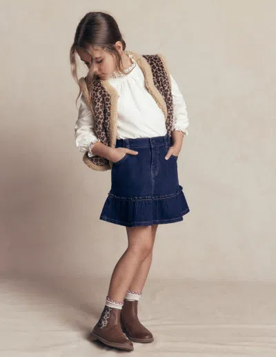 Boden Kids' Jeansrock Mit Rüschensaum | Grösse 152 In Blue