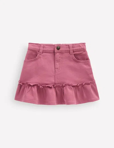 Boden Kids' Jeansrock Mit Rüschensaum In Rosa | Grösse 98 In Pink