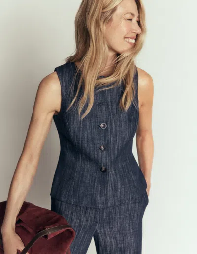 Boden Jeansweste Mit Schösschen In Indigo | Grösse 46 In Blue