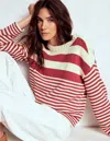 Boden Jemma Chunky Cotton Jumper-warm Ivory/ Terracotta Female  In Burgundy