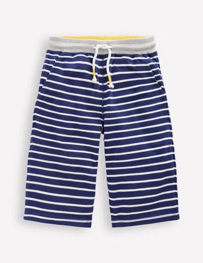 Boden Kids' Jersey Baggies College Navy And Ivory Boys  In Blue