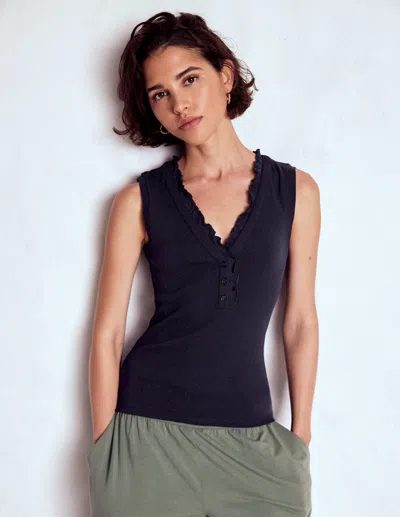 Boden Jersey Henley Pyjama Waistcoat-dark Blue Female