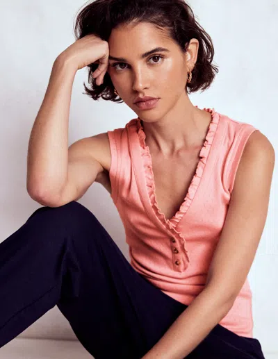 Boden Jersey Henley Pyjama Waistcoat-light Pink Female