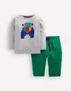 Boden Jersey Overalls Play Set Grey Tractor Boys  In Green