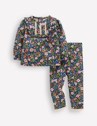 Boden Babies' Jersey-set-dämmerlicht Beere Blumenmuster In Multi