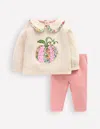 Boden Collared Jersey Set-oatmeal Marl Female  In Pink