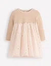 Boden Jersey Tulle Dress Soft Ivory/gold Confetti  In Neutral