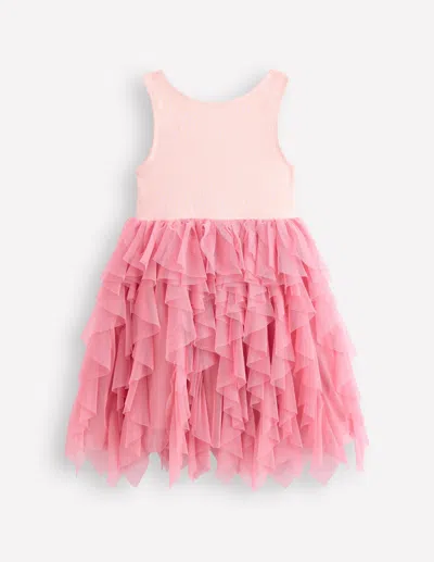 Boden Kids' Jersey Tulle Mix Dresschalk Pink Girls