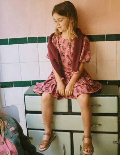 Boden Kids' Jerseykleid Mit Rüschenrock In Rosa | Grösse 146 In Multi