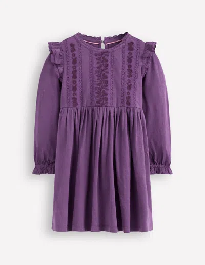 Boden Kids' Jerseykleid Mit Spitzenbesatz-mystisches Lila In Purple