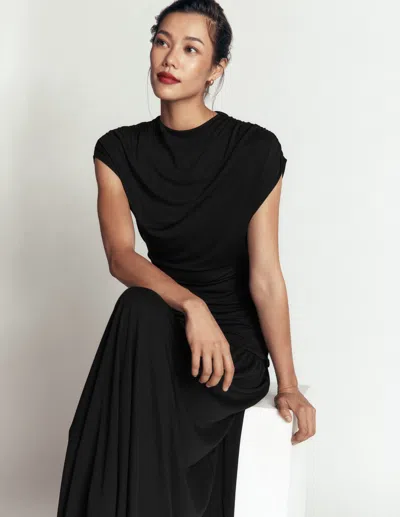 Boden Jersey-maxikleid Aus Krepp Mit Fliessendem Taillenbund In Schwarz | Grösse 30 In Black