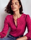 Boden Cutwork Detail Jersey Top-vibrant Pink Female