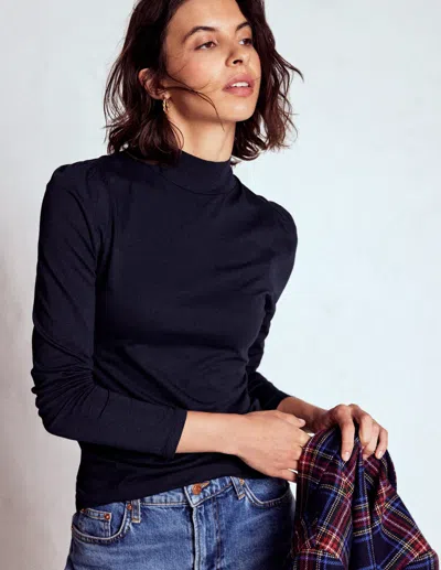 BODEN PUFF SHOULDER JERSEY TOP-NAVY FEMALE BODEN