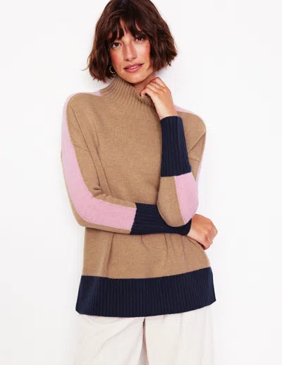 Boden Jessica Oversized Sweatercamel Melange, Colour Block Women  In Brown