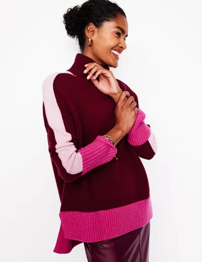 Boden Jessica Oversized Sweaterdeep Wisteria, Colour Block Women  In Pink