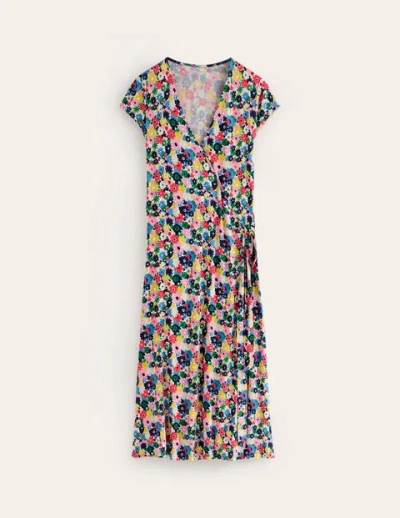 Boden Joanna Cap Sleeve Wrap Dress Multi, Paintbox Ditsy Women