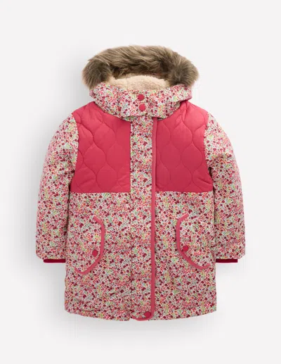 Boden Kids' Joni Gesteppter Parka | Grösse 98 In Pink