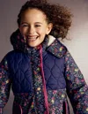 Boden Joni Quilted Parka Coat Blue Flower Meadow  In Multi