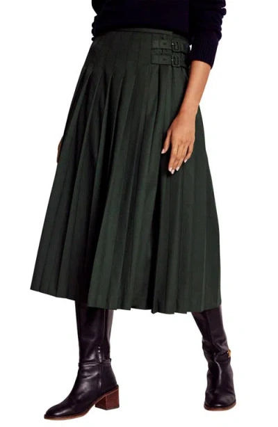 Boden Josephine Belt Detail Pleated Skirt In Black