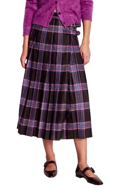 Boden Josephine Wool Blend Kilt Skirt In Purple