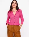 Boden Josie Ruffle Edge Linen Cardigan In Pink