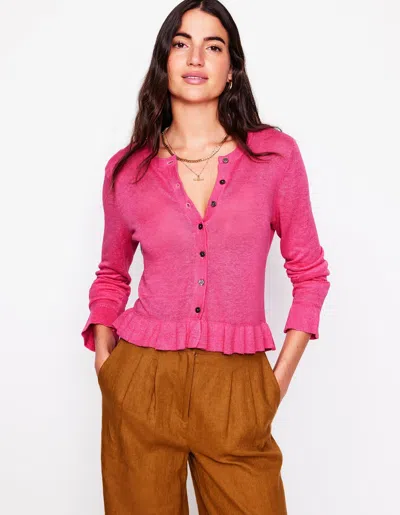 Boden Josie Cropped Linen Cardigan-sorbet Pink Female