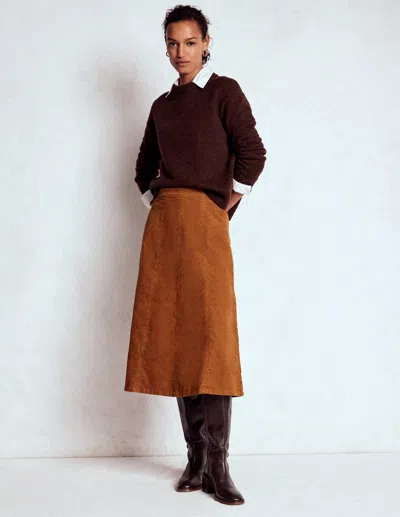 Boden Joy Cord-midirock-ingwer In Brown