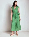 Boden Julia Cotton Wrap Midi Dress Highland Green, Painted Dot Women  In Green