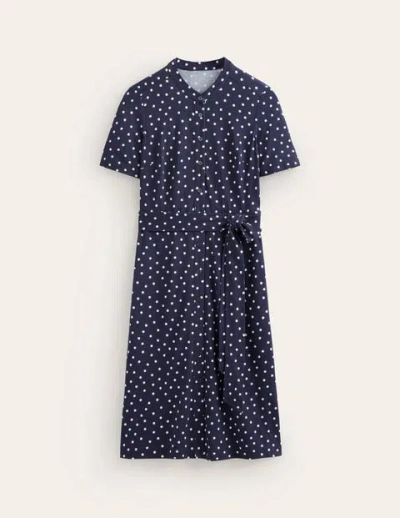 Boden Julia Short Sleeve Shirt Dress Navy, Scattered Brand Spot Women
