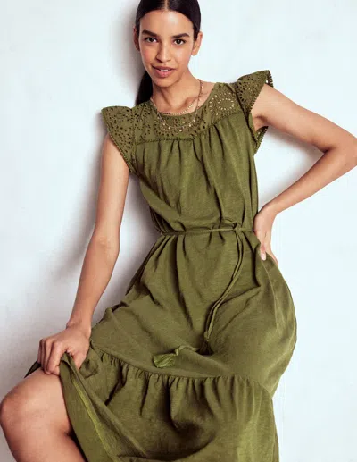 Boden Juliet Broderie Midi Dress Woodland Green Women