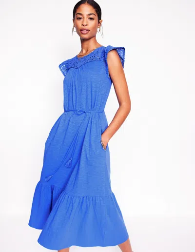 Boden Juliet Broderie Midi Dressgallery Blue Women  In Gallery Blue