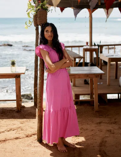 Boden Juliet Broderie Midi Dresstickled Pink Women