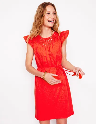 Boden Juliet Broderie Short Dressfirecracker Red Women  In Firecracker Red