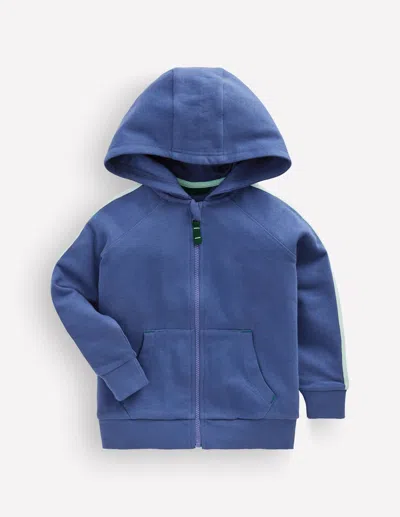 Boden Kids' Kapuzenjacke Mit Raglanärmeln-denim In Blau | Grösse 164 In Blue