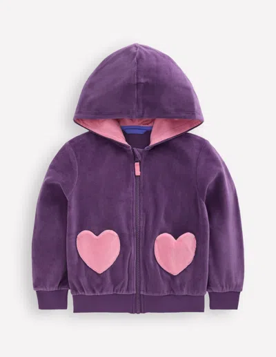 Boden Kids' Kapuzenpullover Aus Velours-mystisches Lila In Purple