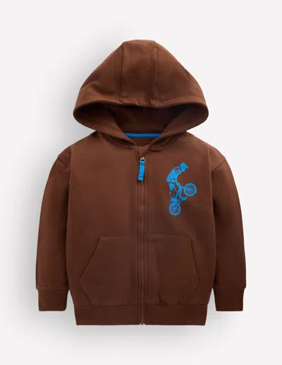 Boden Kids' Kapuzenpullover Mit Reissverschluss Vorn In Braun | Grösse 98 In Brown