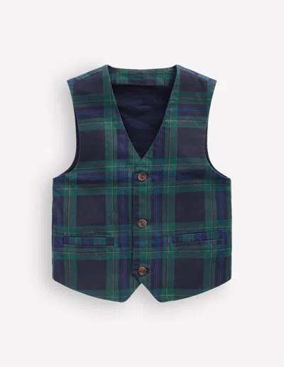 Boden Kids' Karierte Weste In Navy | Grösse 98 In Blue