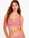 Boden Kasos String V Neck Bikini Topcoral Punch/ivory Stripe Women