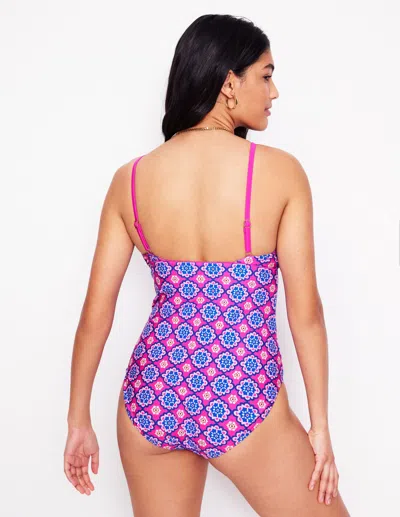Boden Kasos String V Neck Swimsuitcosmos Pink, Geo Women  In Cosmos Pink/ Geo