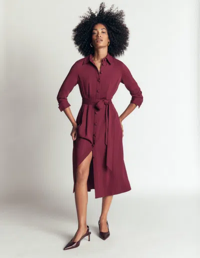 Boden Kate Plissiertes Hemdblusenkleid In Dunkelviolett | Grösse 30 In Burgundy