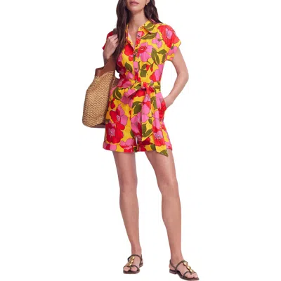 Boden Kay Floral Linen Playsuit In Multi