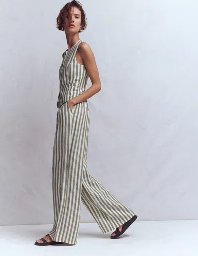 Boden Kensington Linen Pants Mayfly Stripe  In Multi