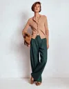 Boden Kensington Tailored Pants Green And Navy Herringbone  In Green