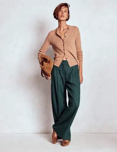 Boden Kensington Tailored Pants Green And Navy Herringbone