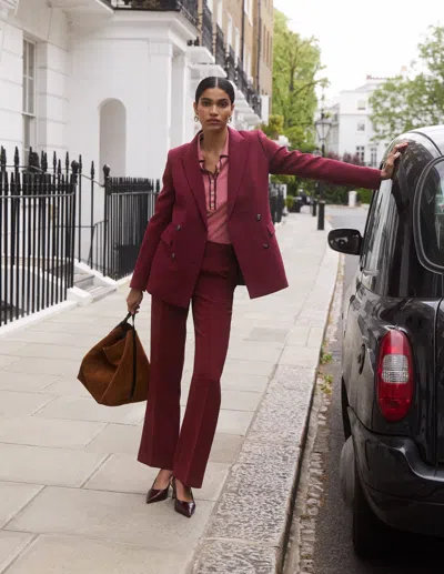 Boden Keswick Zweireihiger Blazer In Dunkelviolett | Grösse 32 In Burgundy